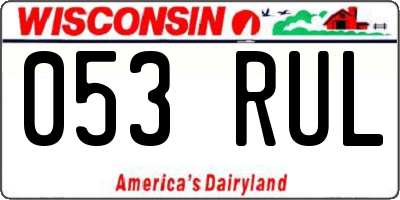 WI license plate 053RUL