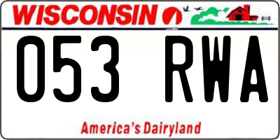 WI license plate 053RWA
