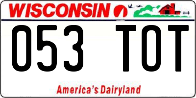 WI license plate 053TOT