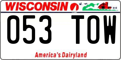 WI license plate 053TOW