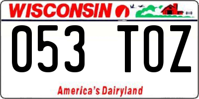 WI license plate 053TOZ