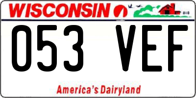 WI license plate 053VEF