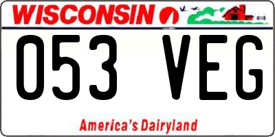 WI license plate 053VEG