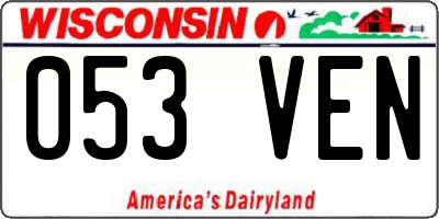 WI license plate 053VEN