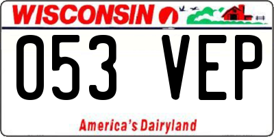 WI license plate 053VEP