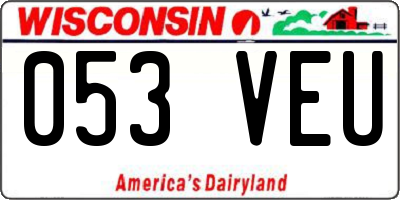 WI license plate 053VEU