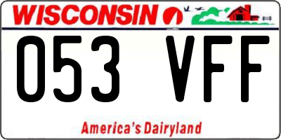 WI license plate 053VFF