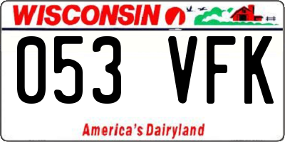 WI license plate 053VFK