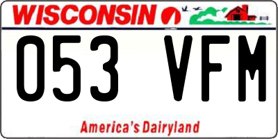 WI license plate 053VFM