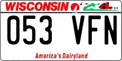 WI license plate 053VFN