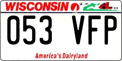 WI license plate 053VFP