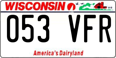 WI license plate 053VFR