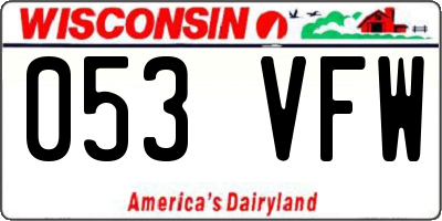 WI license plate 053VFW