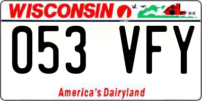 WI license plate 053VFY