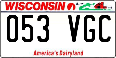 WI license plate 053VGC