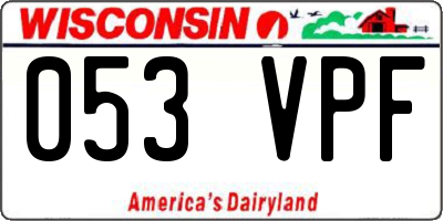 WI license plate 053VPF