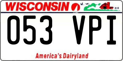 WI license plate 053VPI