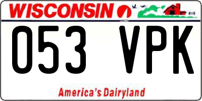 WI license plate 053VPK