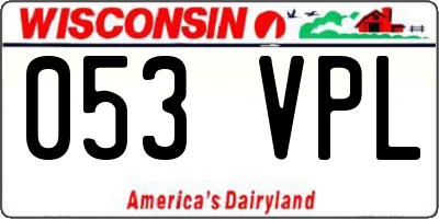 WI license plate 053VPL