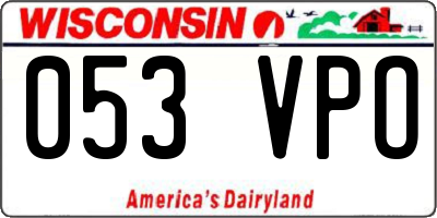 WI license plate 053VPO