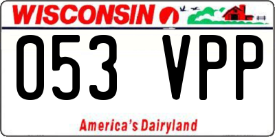 WI license plate 053VPP