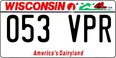WI license plate 053VPR