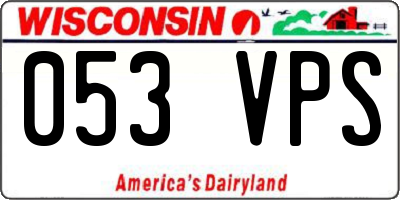 WI license plate 053VPS