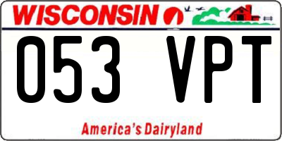 WI license plate 053VPT