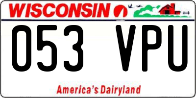 WI license plate 053VPU
