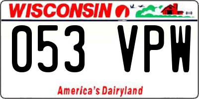 WI license plate 053VPW