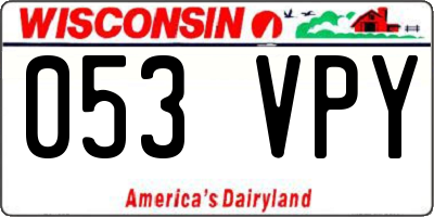 WI license plate 053VPY