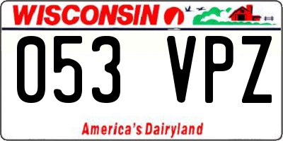 WI license plate 053VPZ