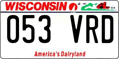 WI license plate 053VRD
