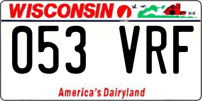 WI license plate 053VRF