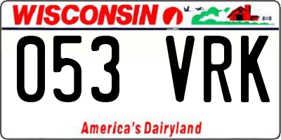 WI license plate 053VRK