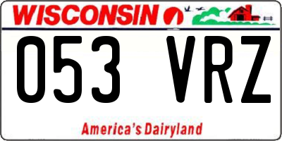 WI license plate 053VRZ