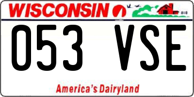 WI license plate 053VSE