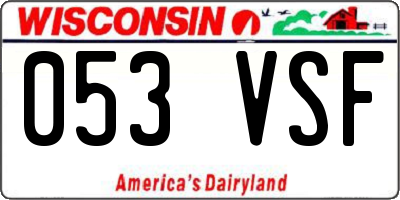 WI license plate 053VSF