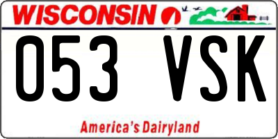 WI license plate 053VSK