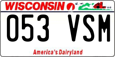 WI license plate 053VSM