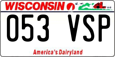 WI license plate 053VSP