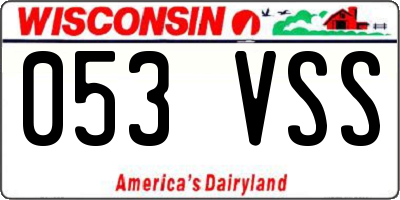 WI license plate 053VSS