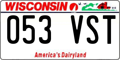 WI license plate 053VST
