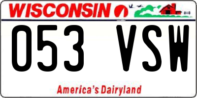 WI license plate 053VSW