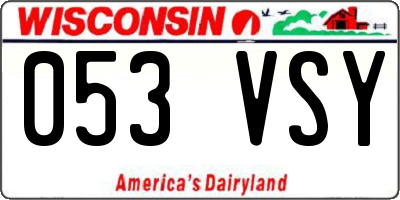WI license plate 053VSY