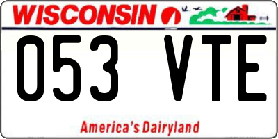 WI license plate 053VTE