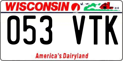 WI license plate 053VTK