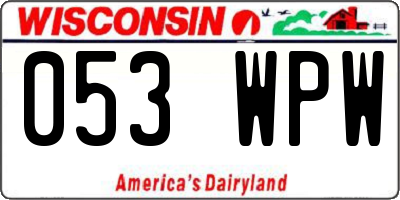 WI license plate 053WPW