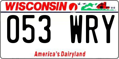 WI license plate 053WRY