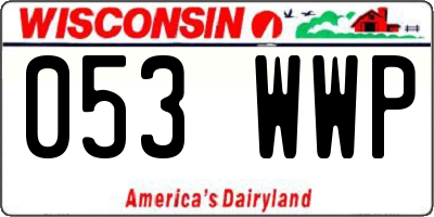 WI license plate 053WWP